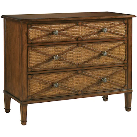 Argyle Three-Drawer Dressing Chest with Fretwork Patterned Split Rattan Drawer Fronts